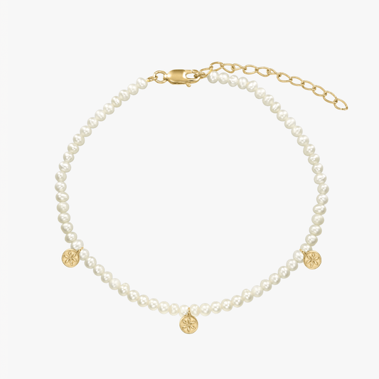 Bratara de picior din argint Golden Venus - Perle Naturale - Indira