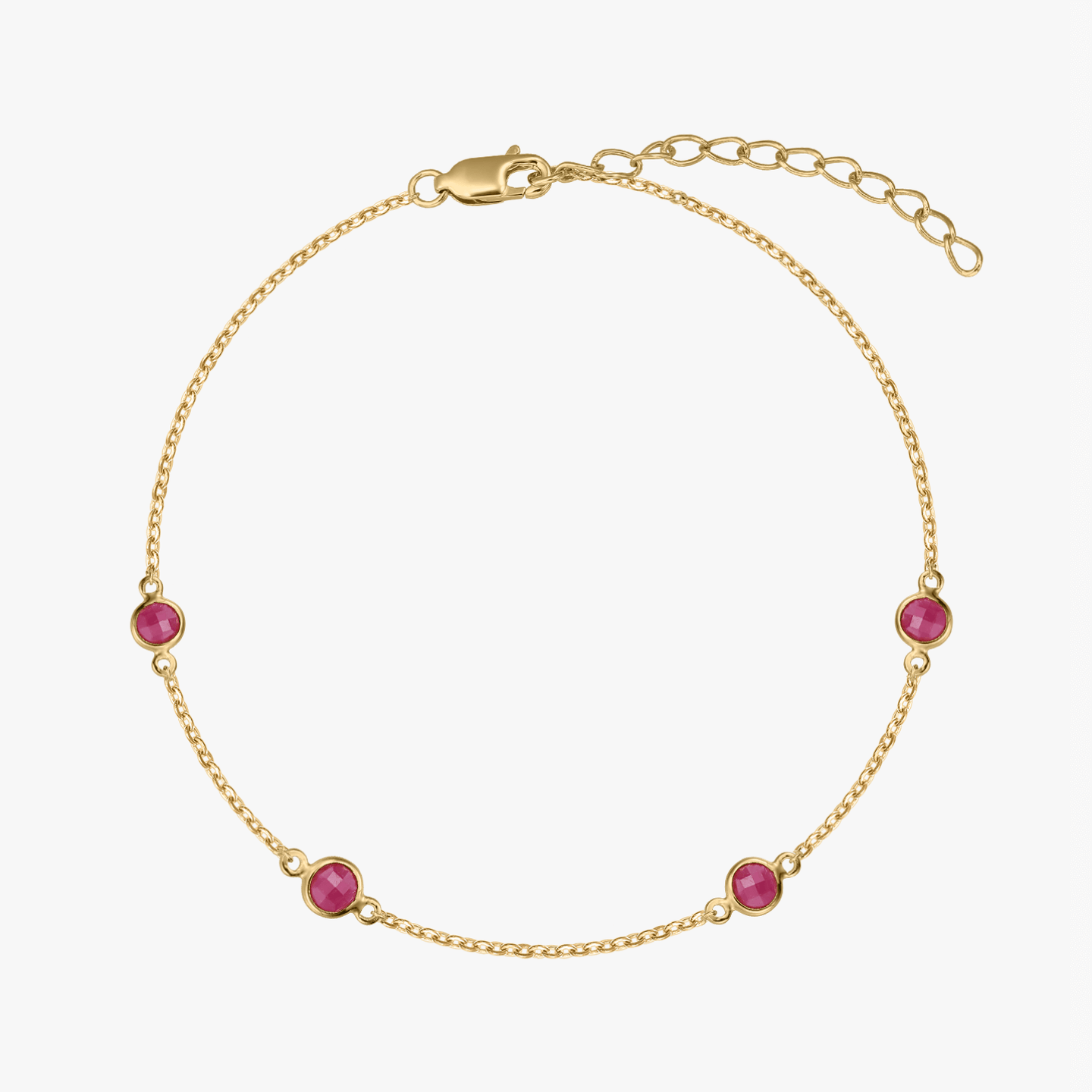 Indira Silver Bracelet Birthstone Golden July - Ruby