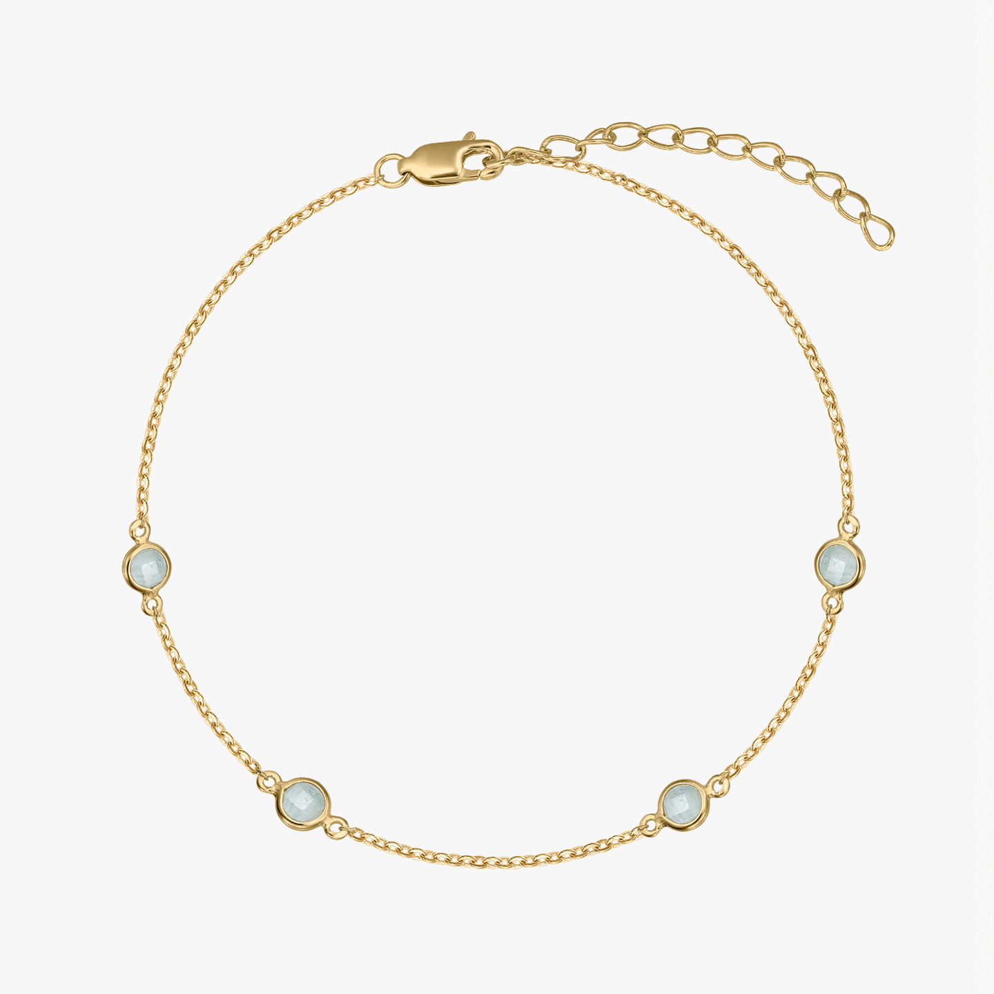 Bracelet en argent Birthstone Golden Mars - Aigue-marine - Indira