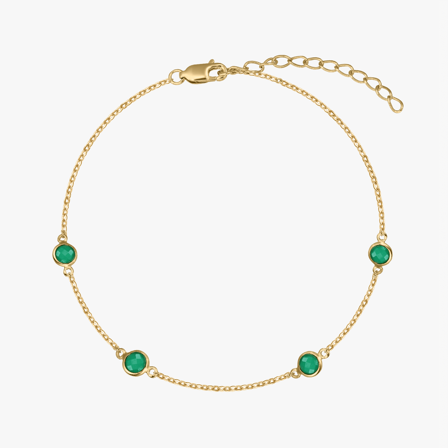 Ezüst Birthstone Golden May karkötő - Zöld Onix - Indira