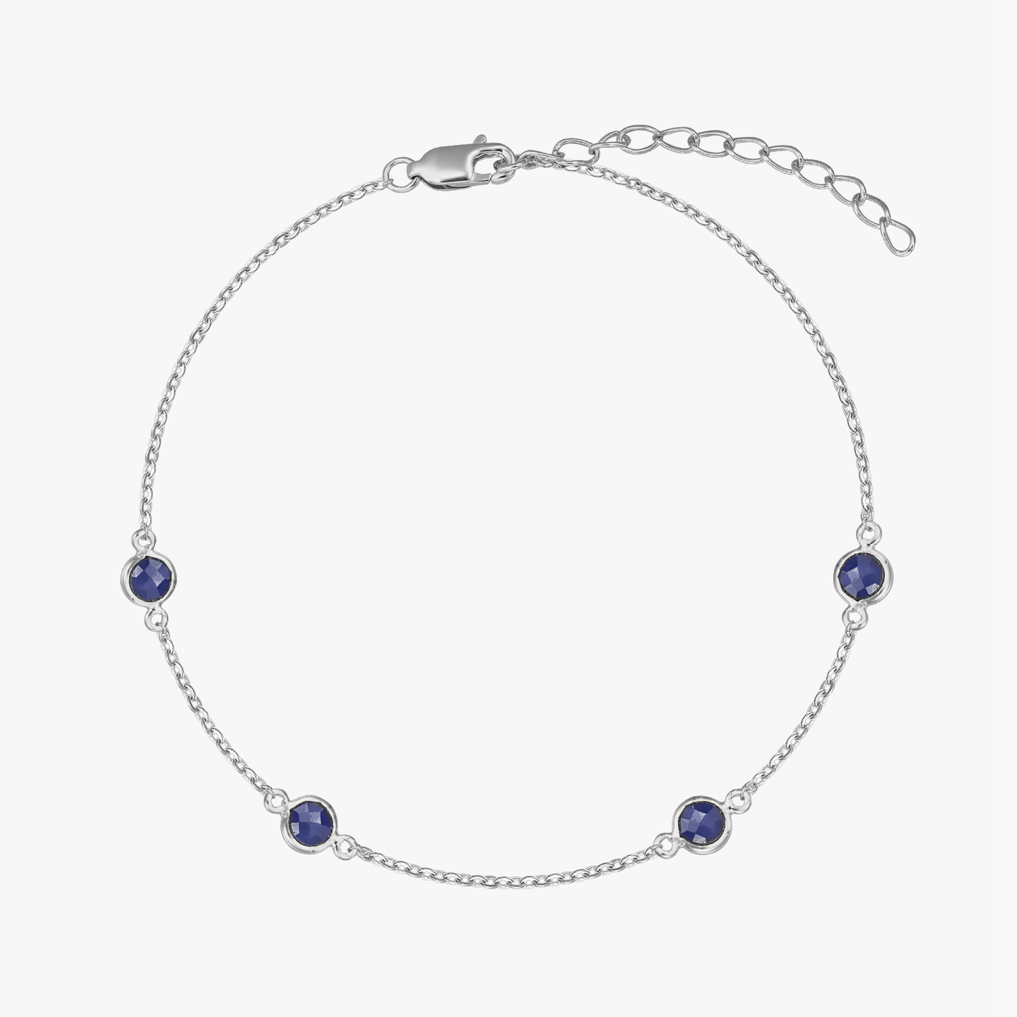 Birthstone Silver Bracelet September - Sapphire - Indira