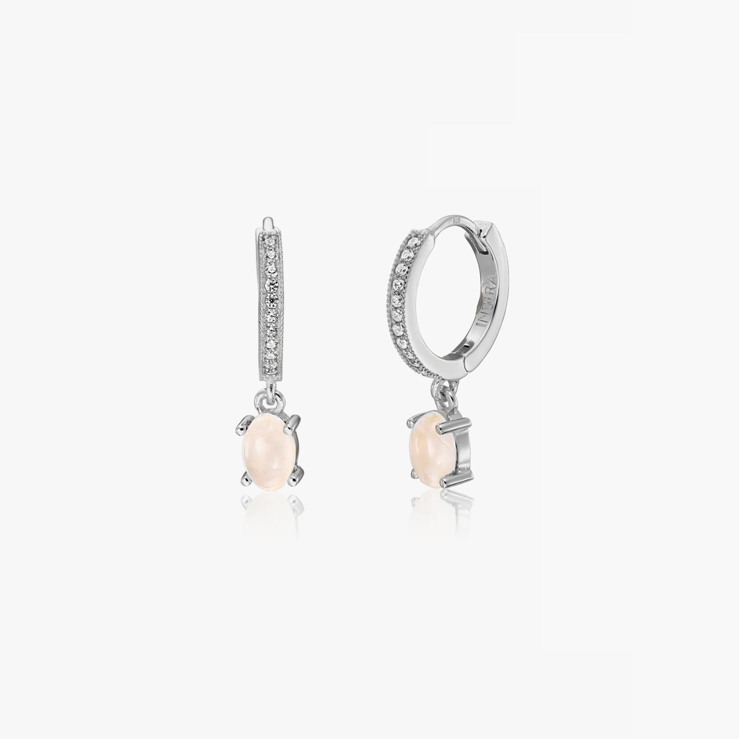 Boucles d'oreilles en argent Gem Huggies - Quartz Rose - Indira