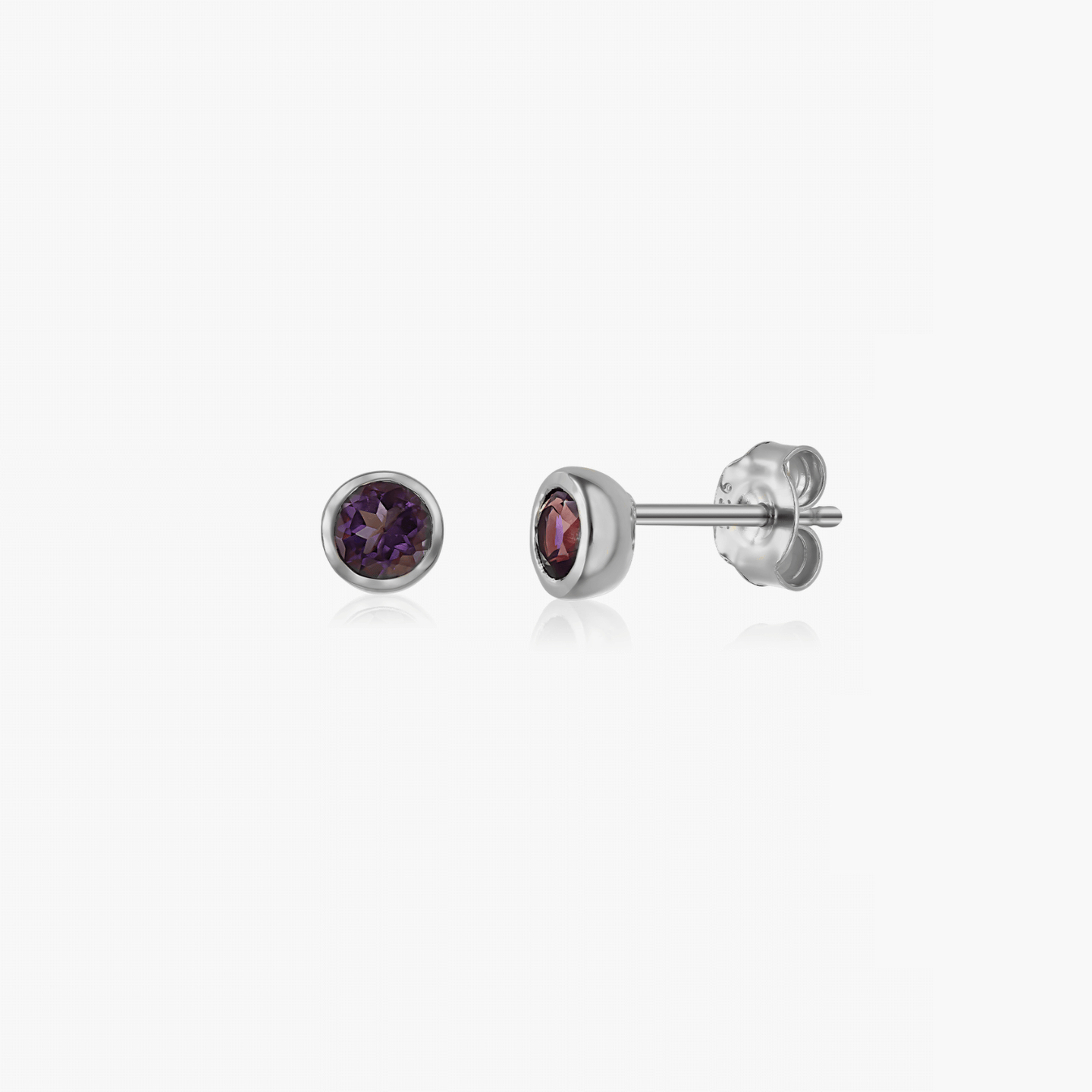 February Birthstone Silver Earrings - Amethyst - Indira