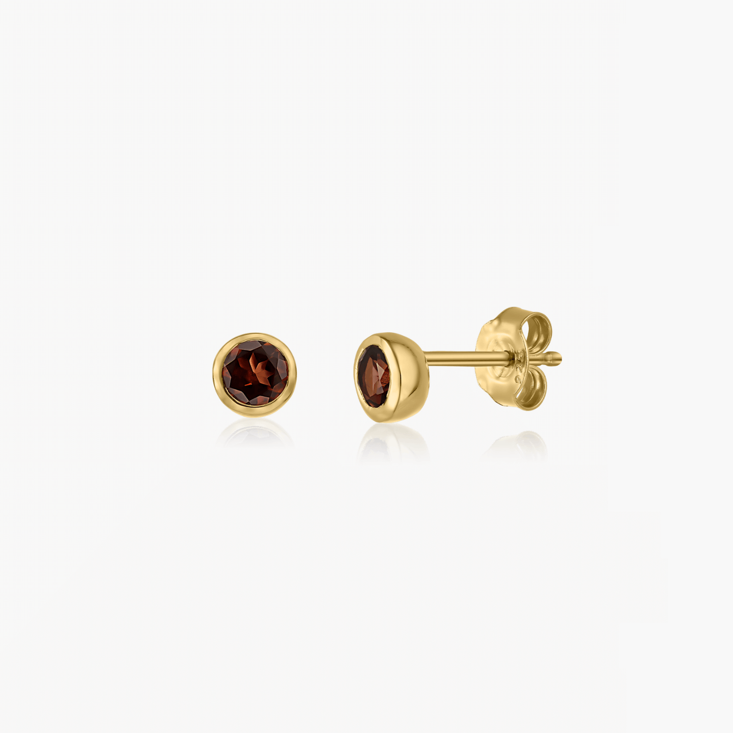 Birthstone Golden January Silver Earrings - Garnet - Indira