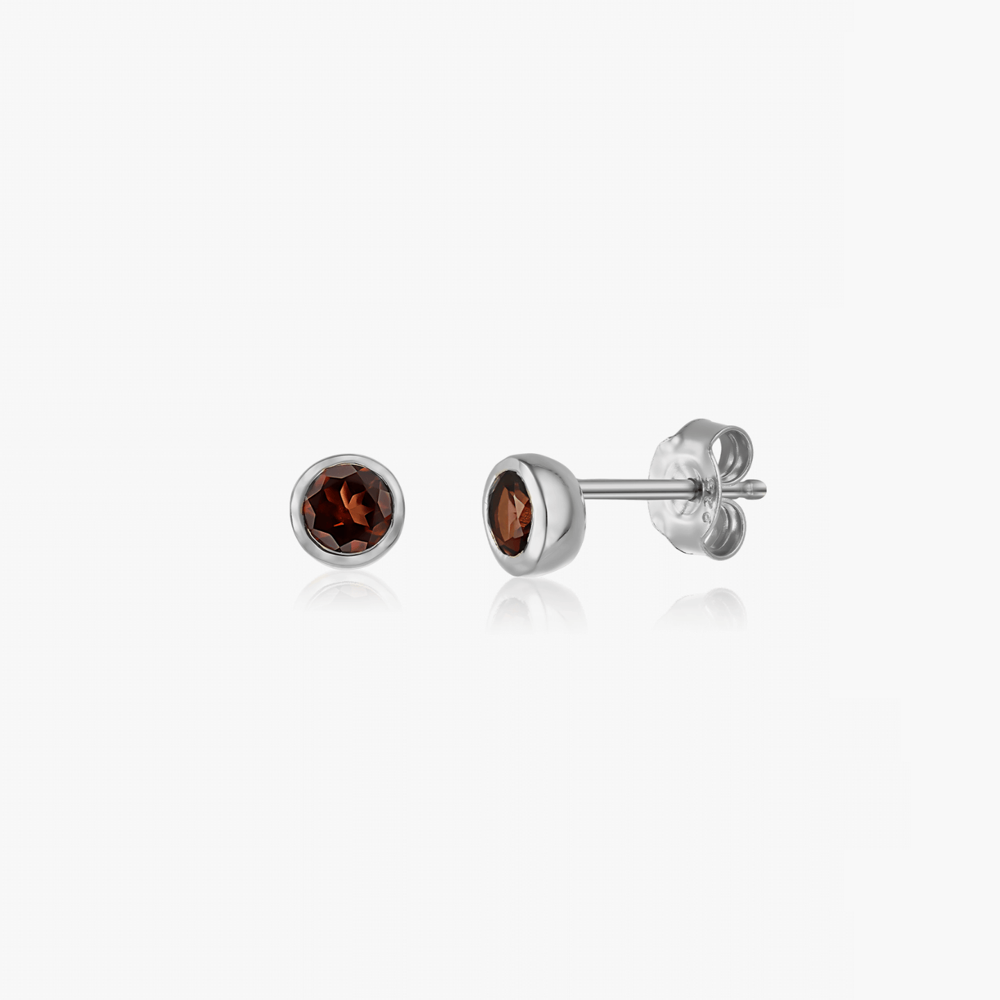 Silver Birthstone Earrings January - Garnet - Indira