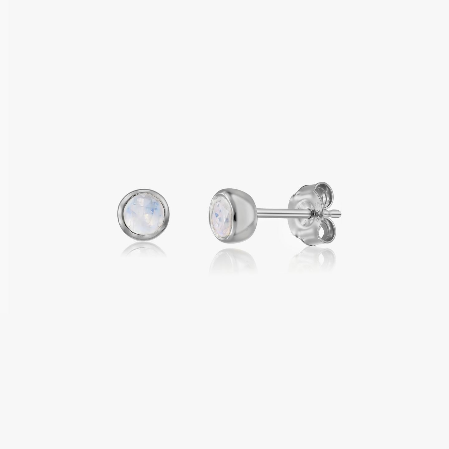 Boucles d'oreilles en argent Birthstone Juin - Pierre de Lune - Indira