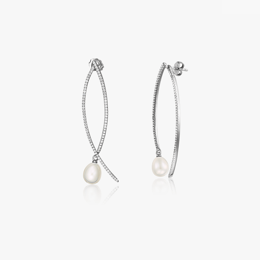 Cercei din argint Deco - Perle Naturale - Indira