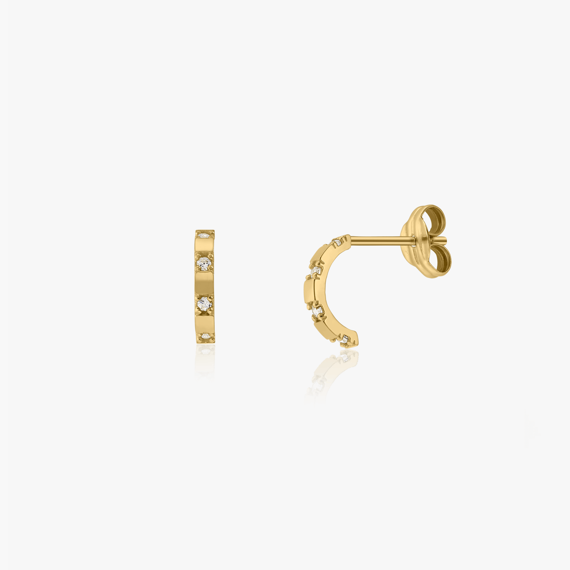 Boucles d'oreilles en or Carreau - Zirconium - Indira