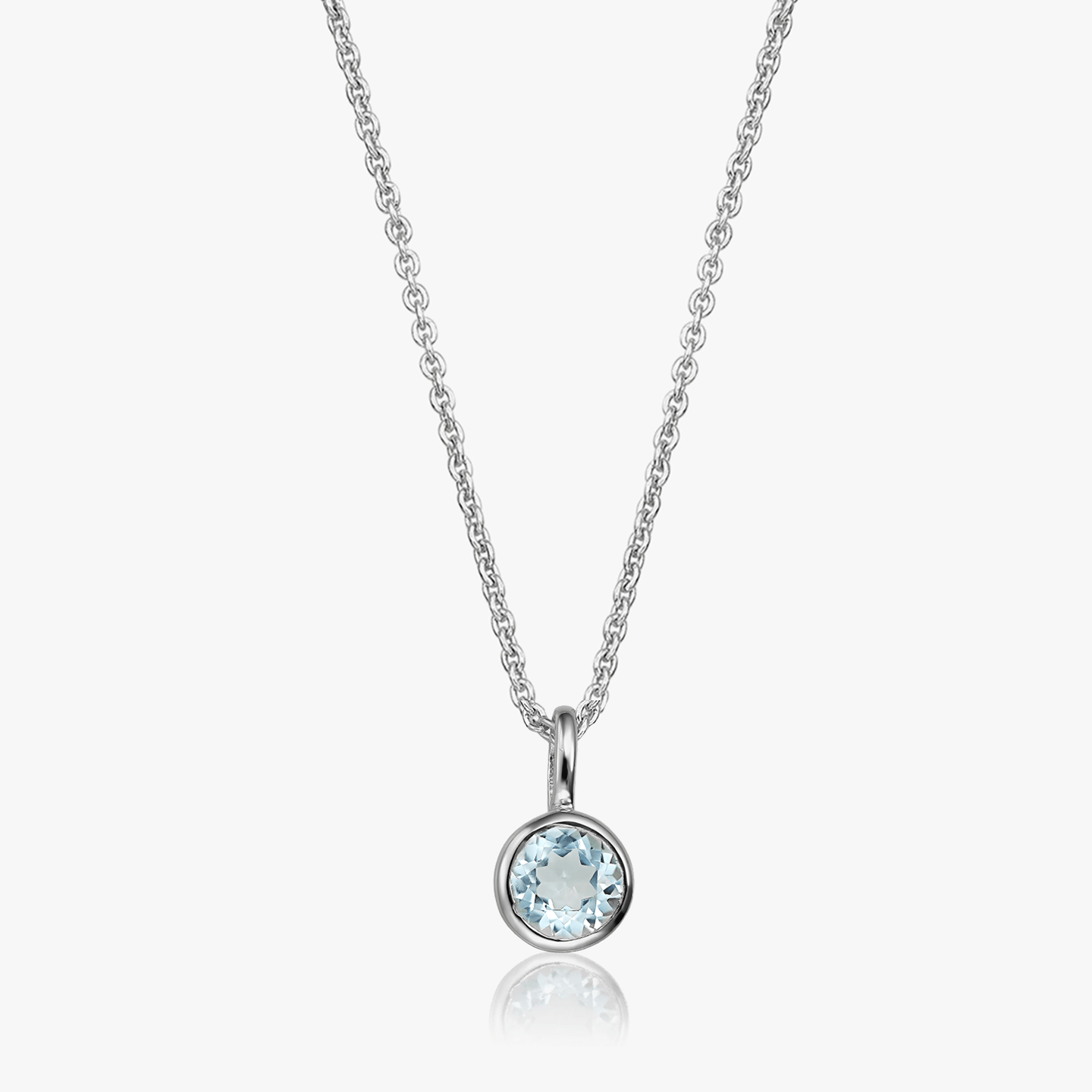 Birthstone December Silver Necklace - Blue Topaz - Indira