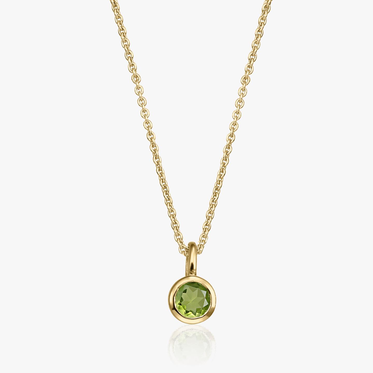 Birthstone Golden August ezüst nyaklánc - Peridot - Indira