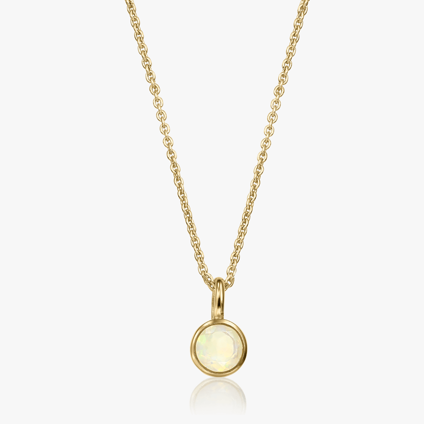 Birthstone Golden October ezüst nyaklánc – Opál – Indira