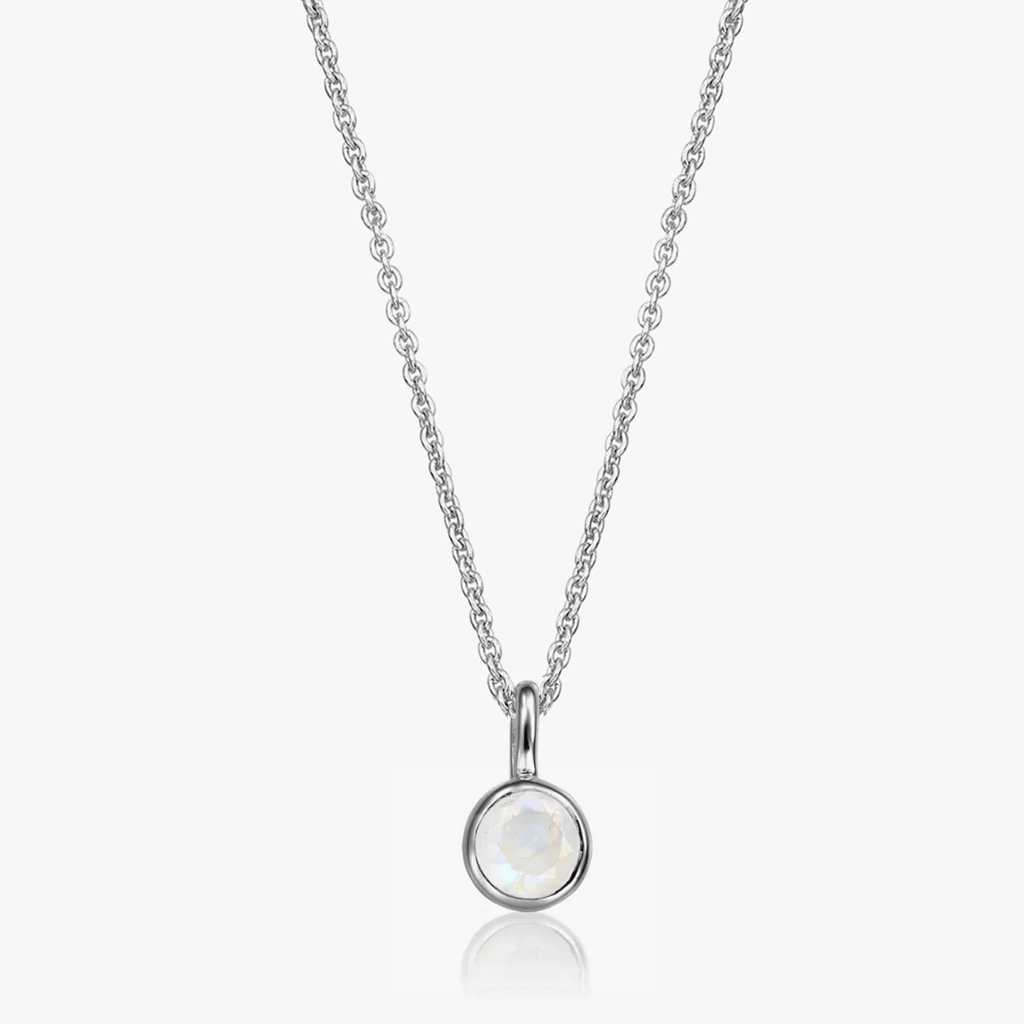 Ezüst Birthstone júniusi nyaklánc - Holdkő - Indira