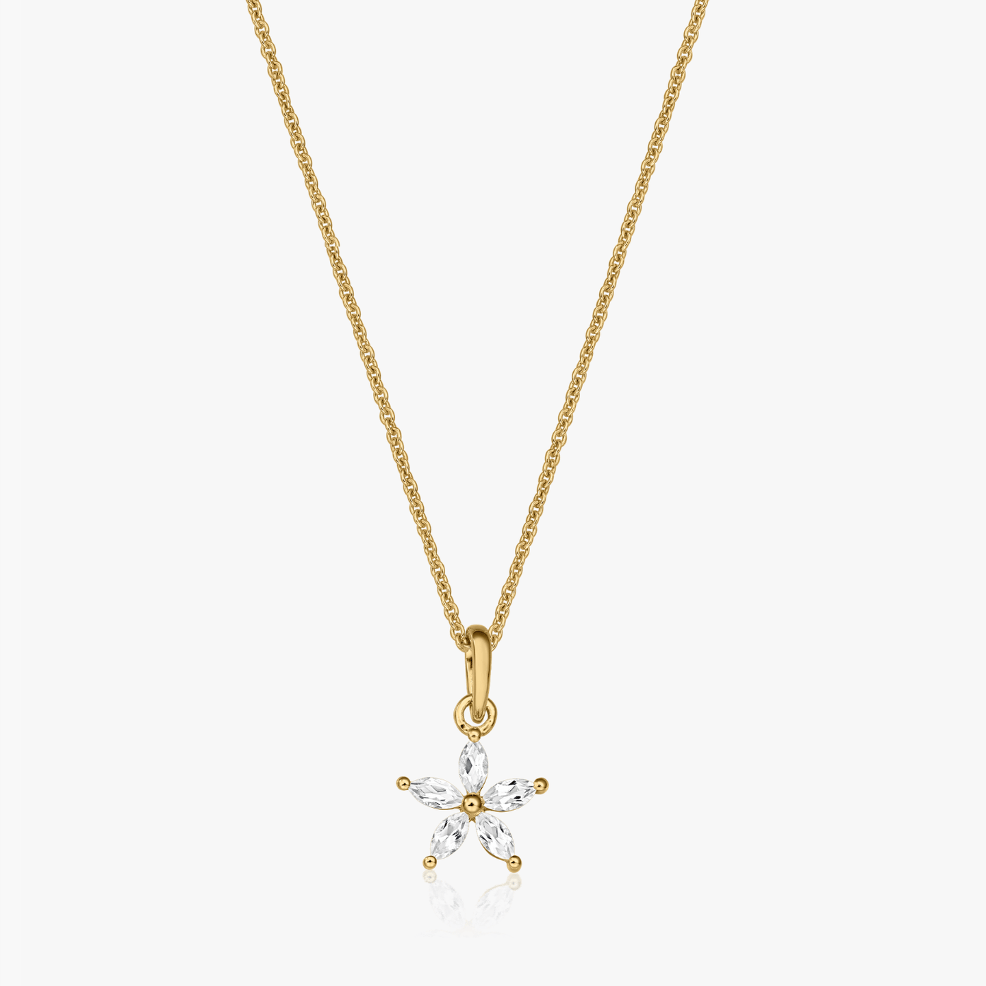 Golden Blossom Silver Necklace - White Topaz - Indira