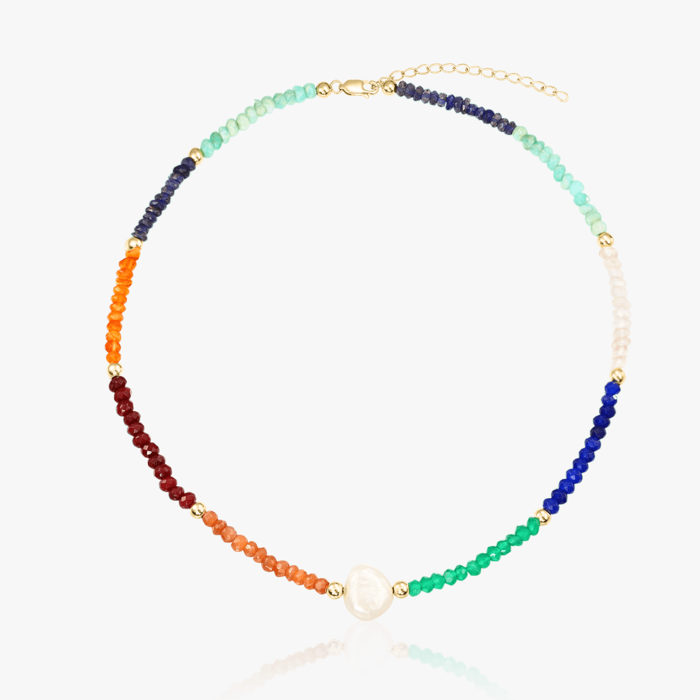 Golden Freya Silver Necklace - Semi-precious Stones - Indira