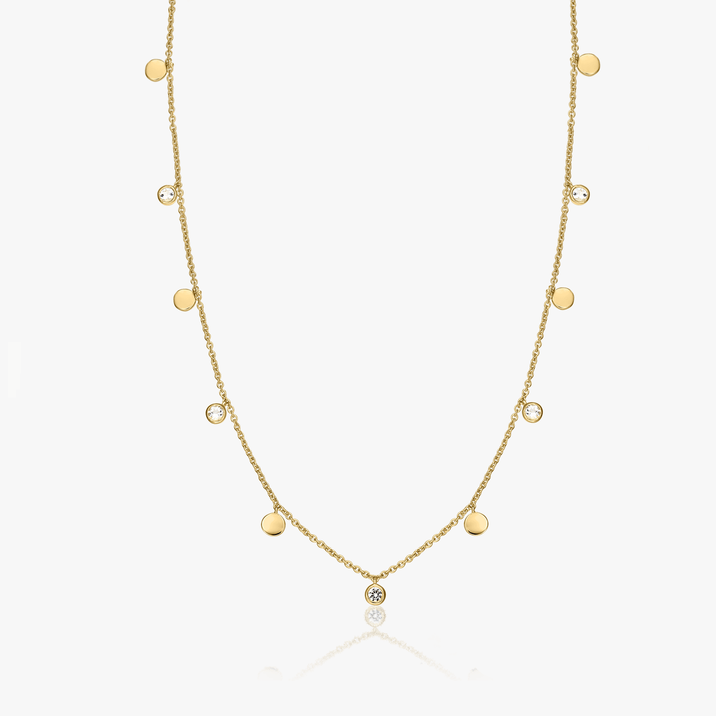 Golden Noora Silver Necklace - White Topaz - Indira