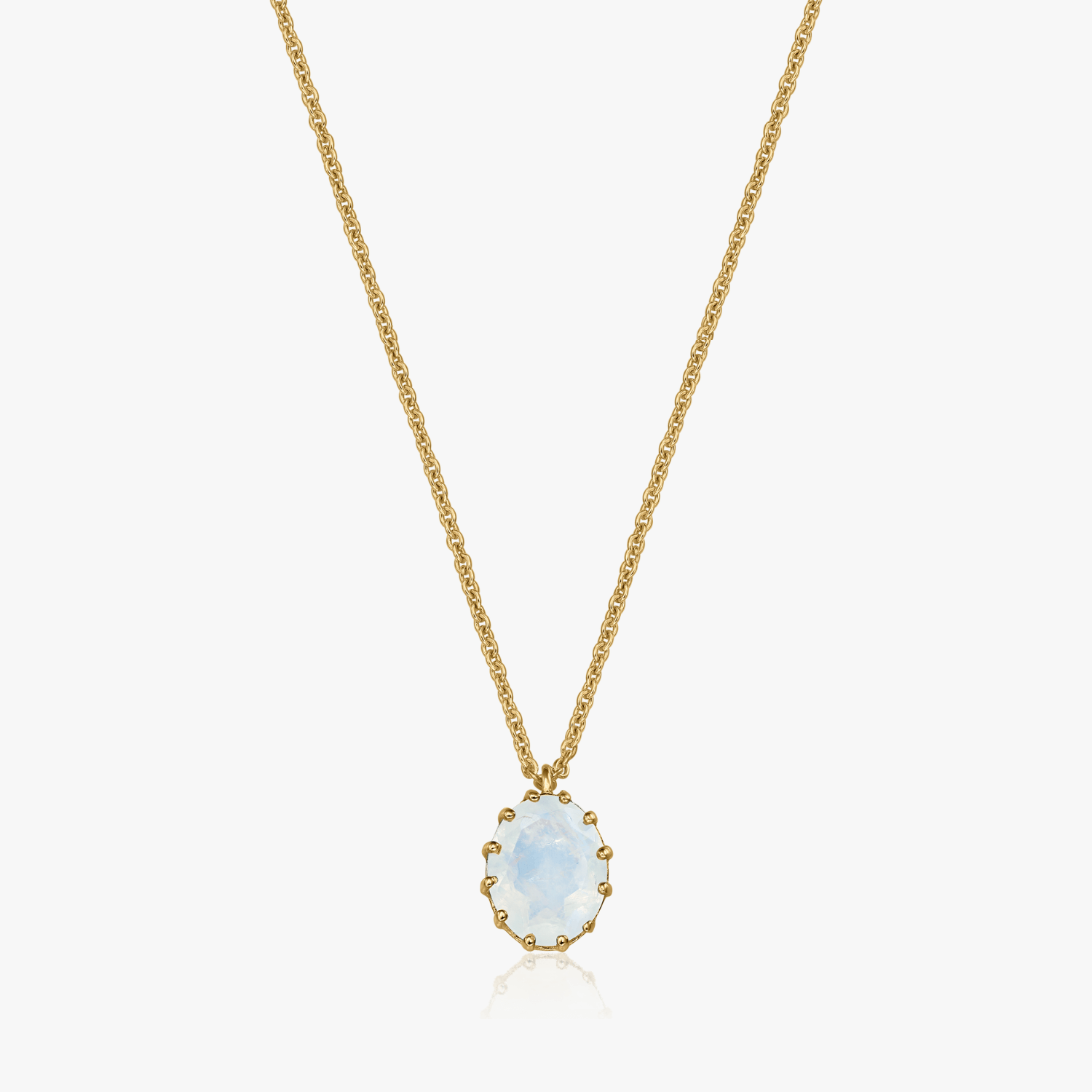 Golden Serene Silver Necklace - Moonstone - Indira