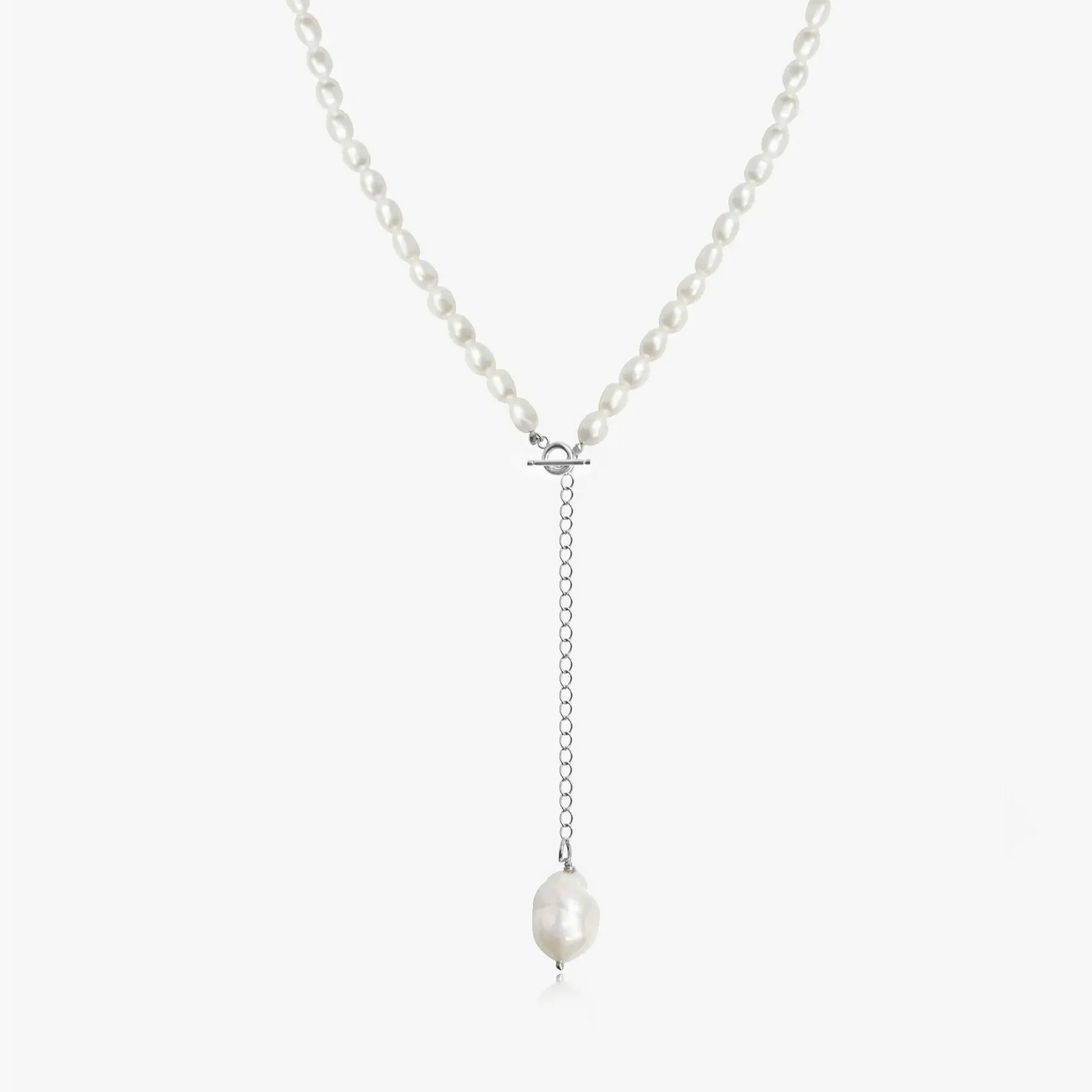 Jacqueline Silver Necklace - Natural Pearl - Indira