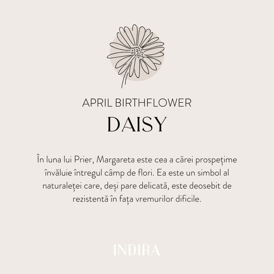 Brățară șnur din aur alb Birth Flower - April Daisy - Indira