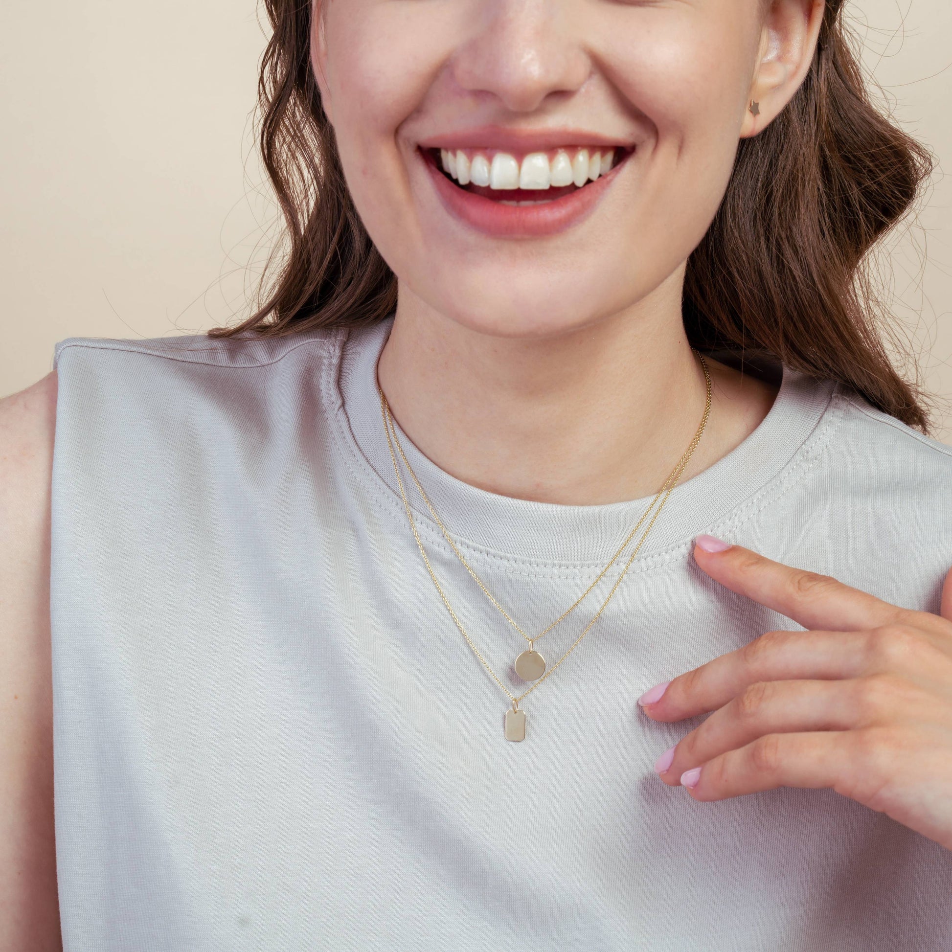 Pandantiv din aur Round 10 mm - gravabil - Indira