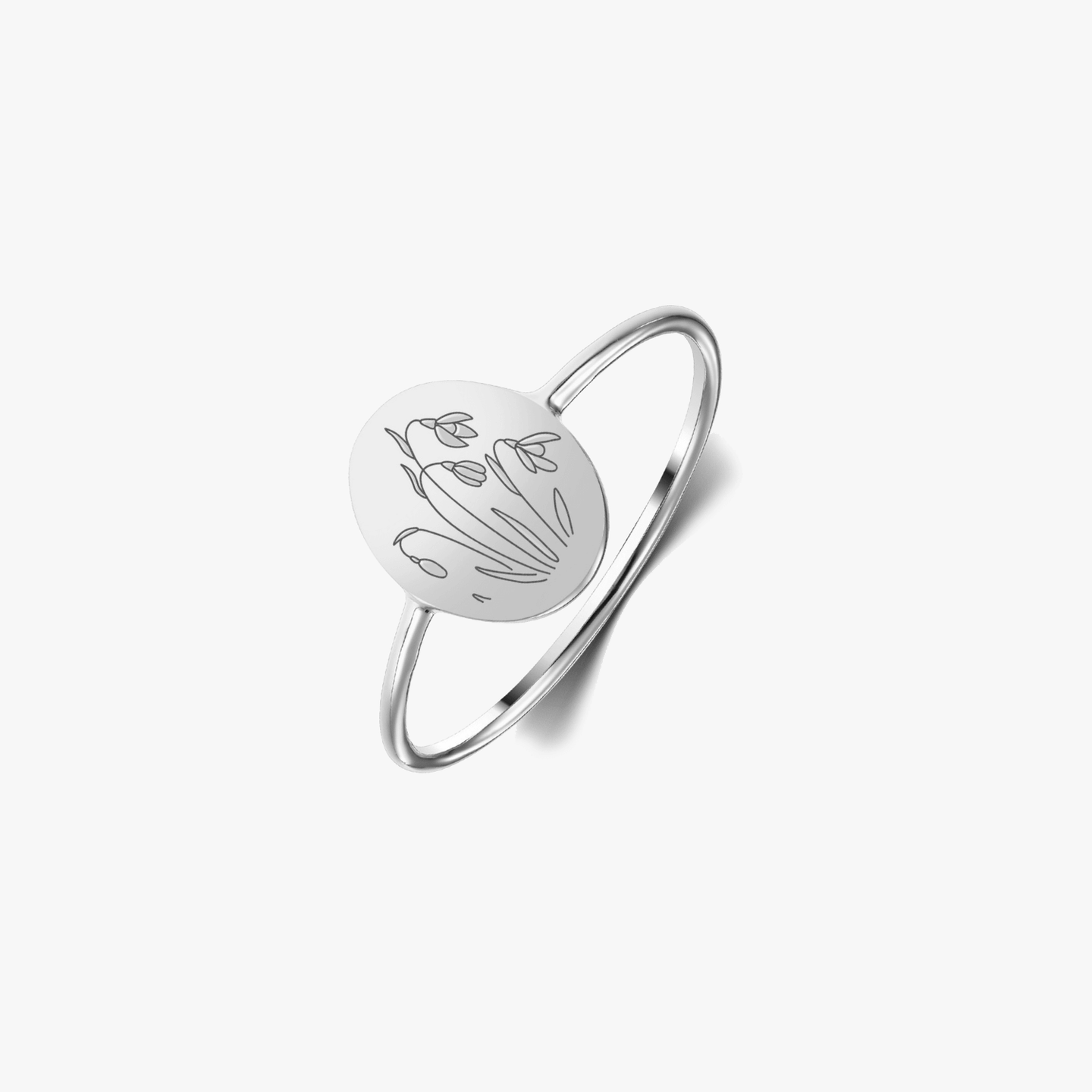 Silver Birth Flower Ring - January Snowdrop - Indira