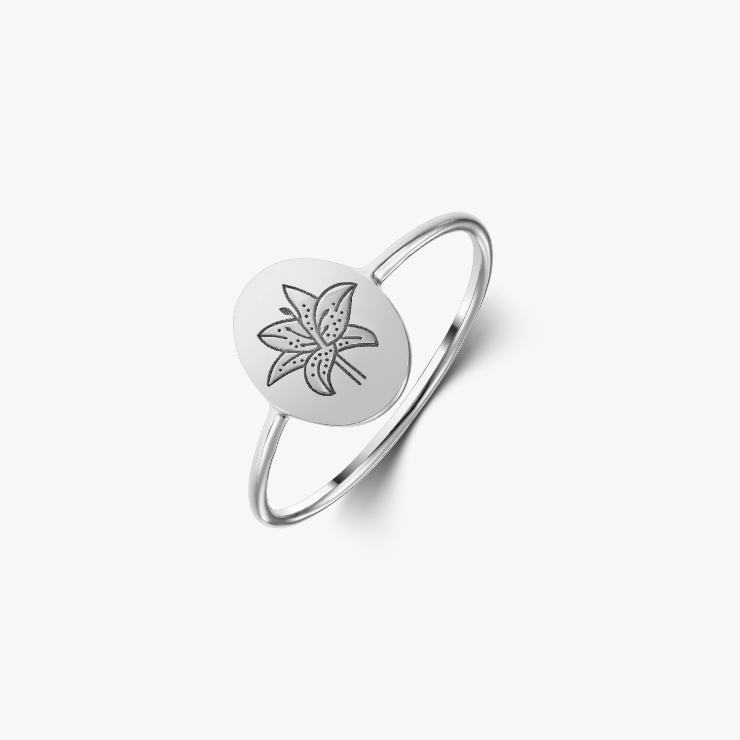 Silver Ring Birth Flower - May Lily - Indira