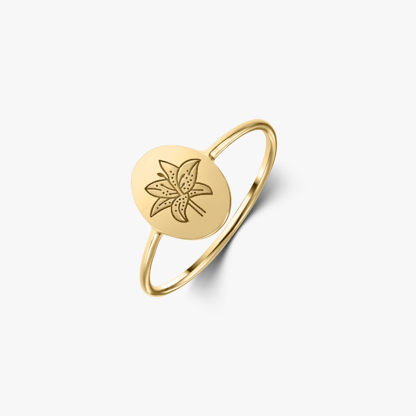 Birth Flower Golden ezüst gyűrű - Májusi liliom - Indira