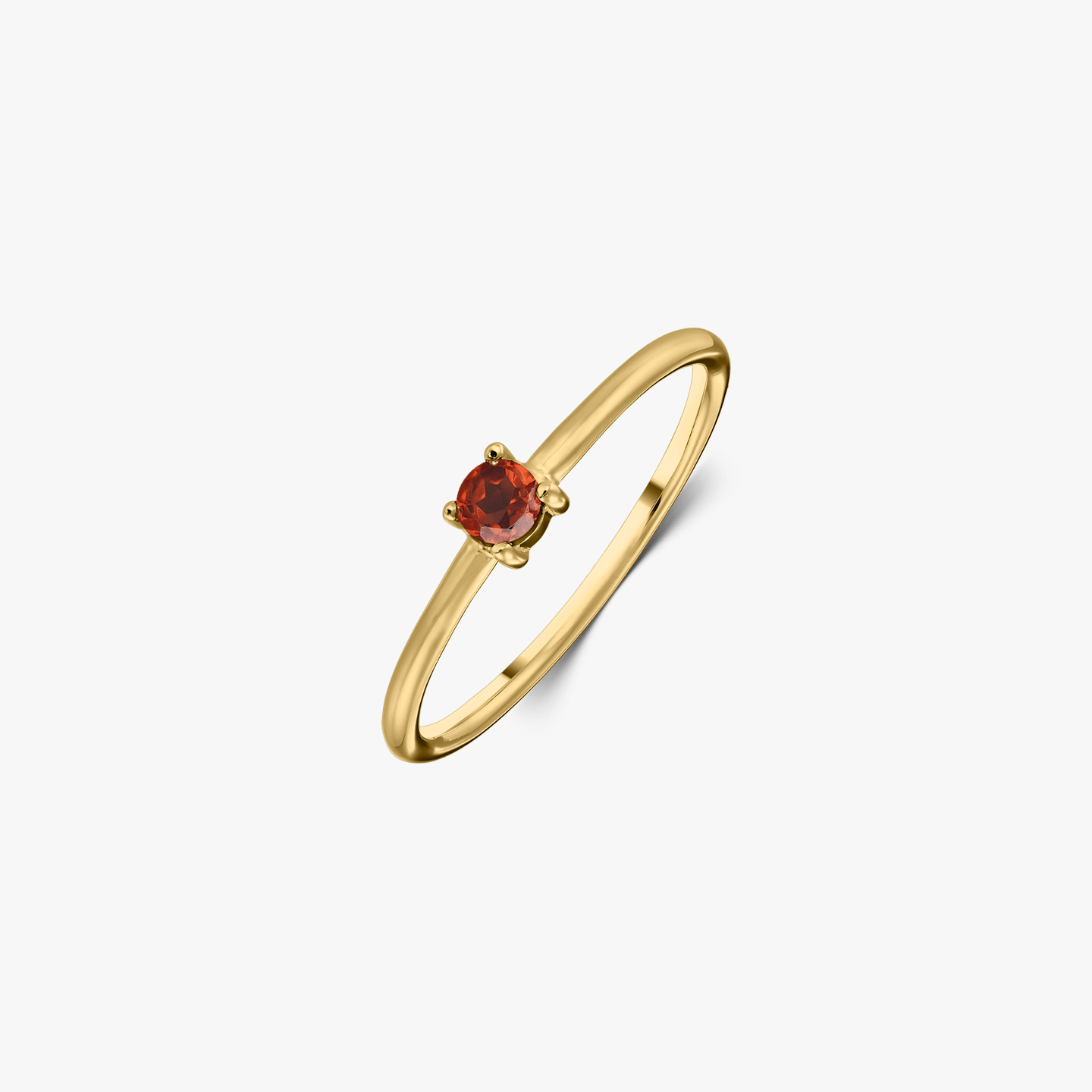 Birthstone Silver Ring Golden January - Garnet - Indira