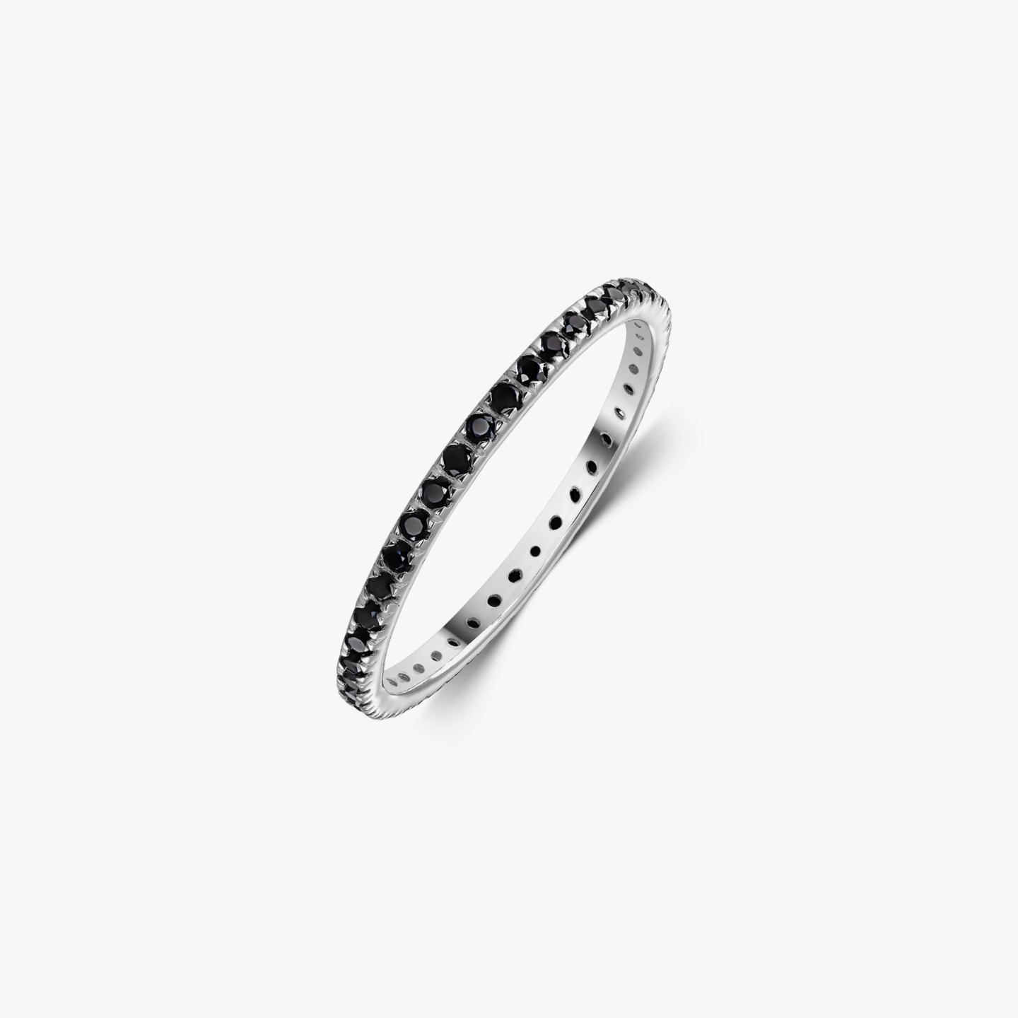 Classic Eternity Silver Ring - Black Onyx - Indira