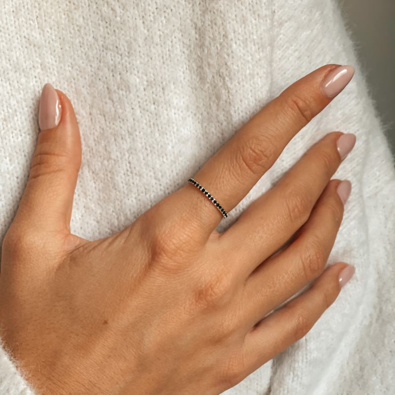 Classic Eternity Silver Ring - Black Onyx - Indira