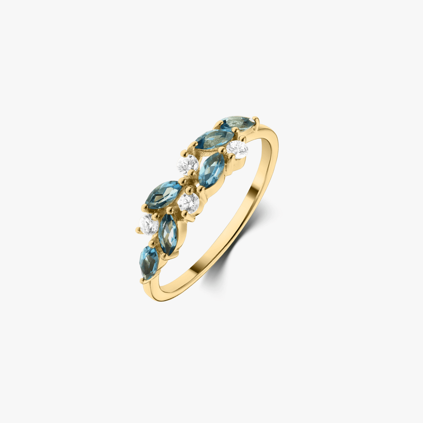 Bague en argent Golden Verdure - Topaze Bleu London - Indira