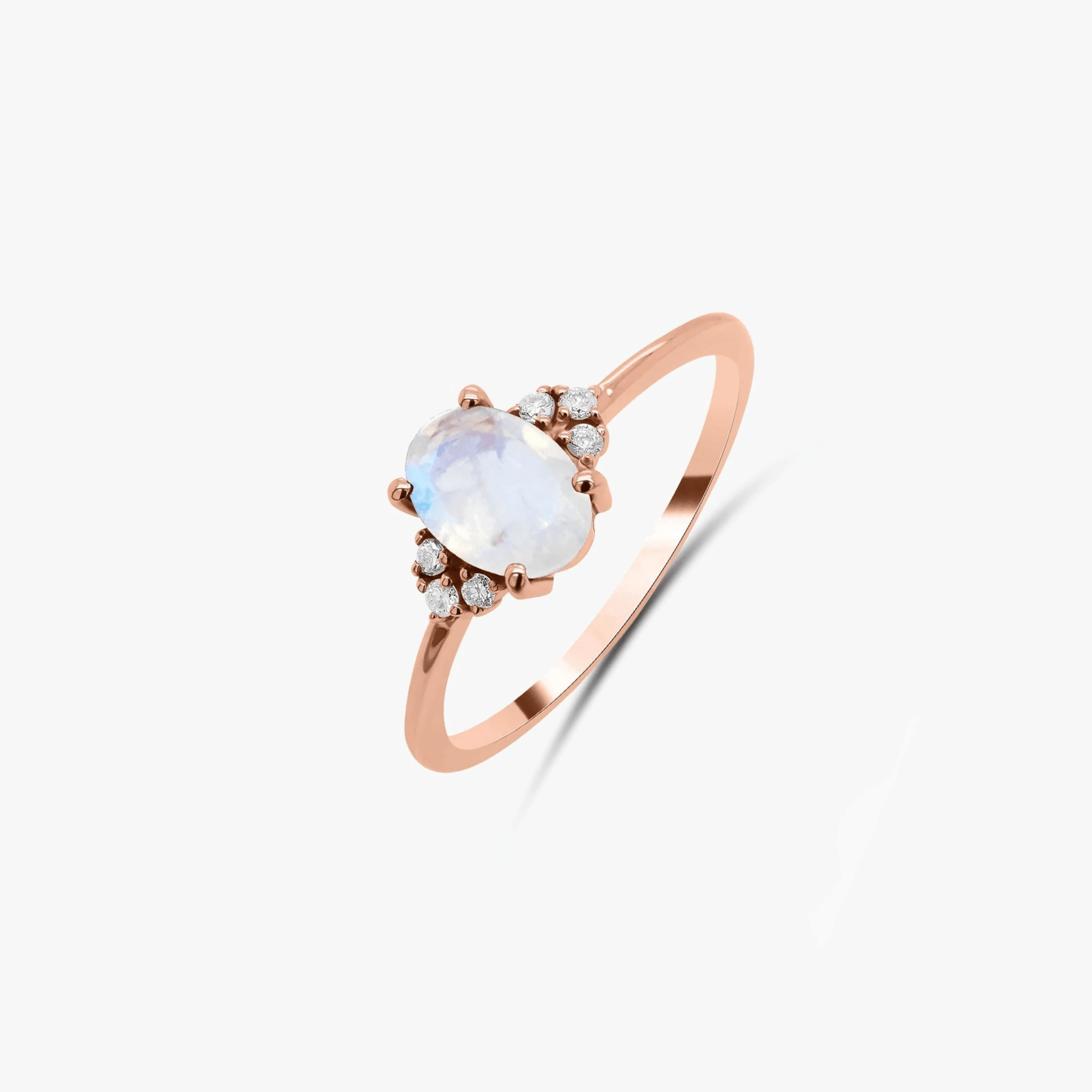 Inel din argint Rose Radiant – Piatra Lunii, Topaz Albastru - Indira