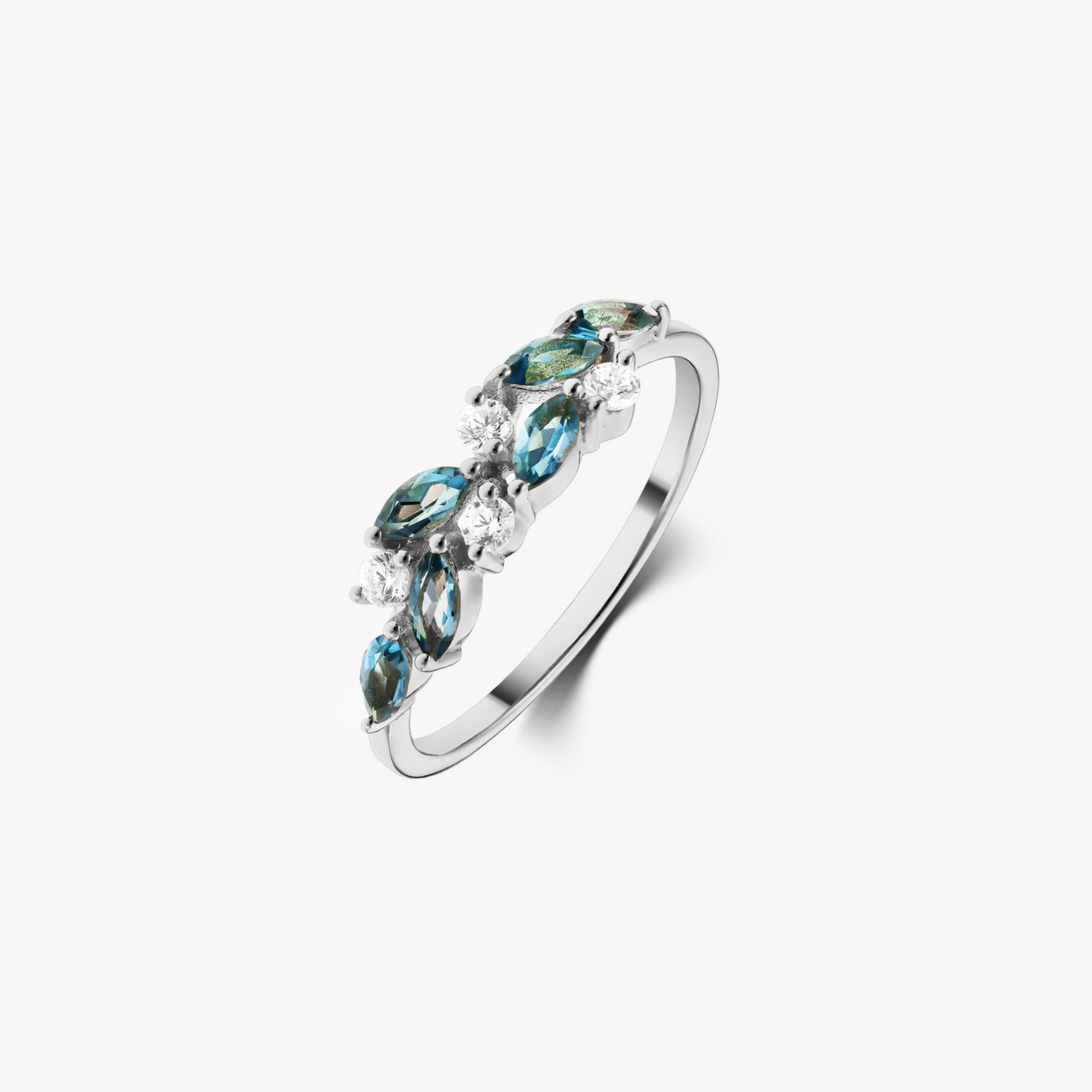 Bague en or White Verdure - Topaze Bleue London - Indira