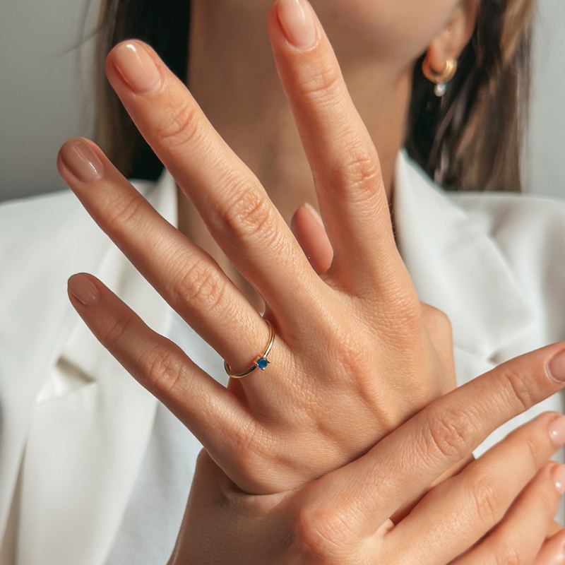 Inel din argint Birthstone Golden September - Safir - Indira