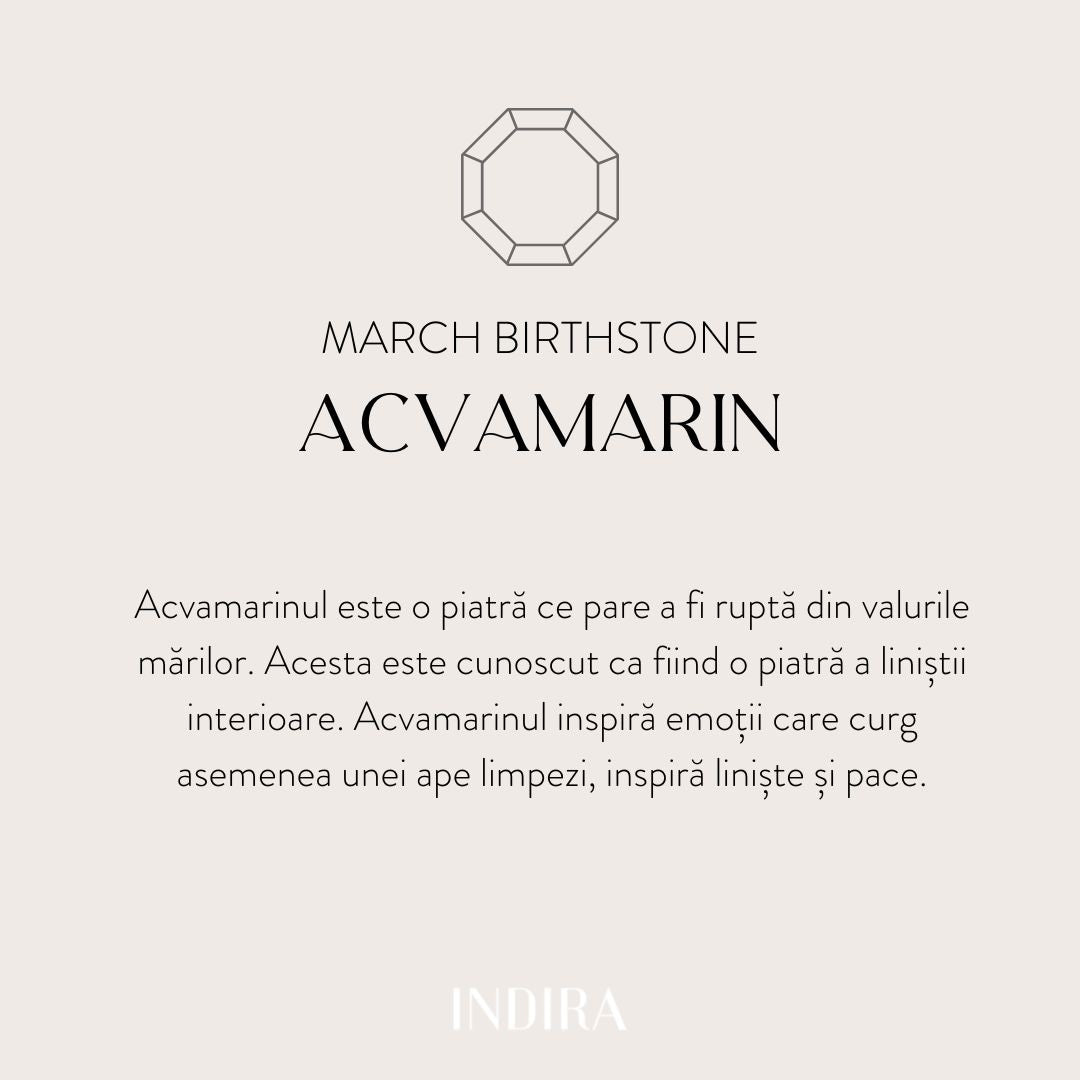 Silver Necklace Birthstone Golden March - Aquamarine - Indira