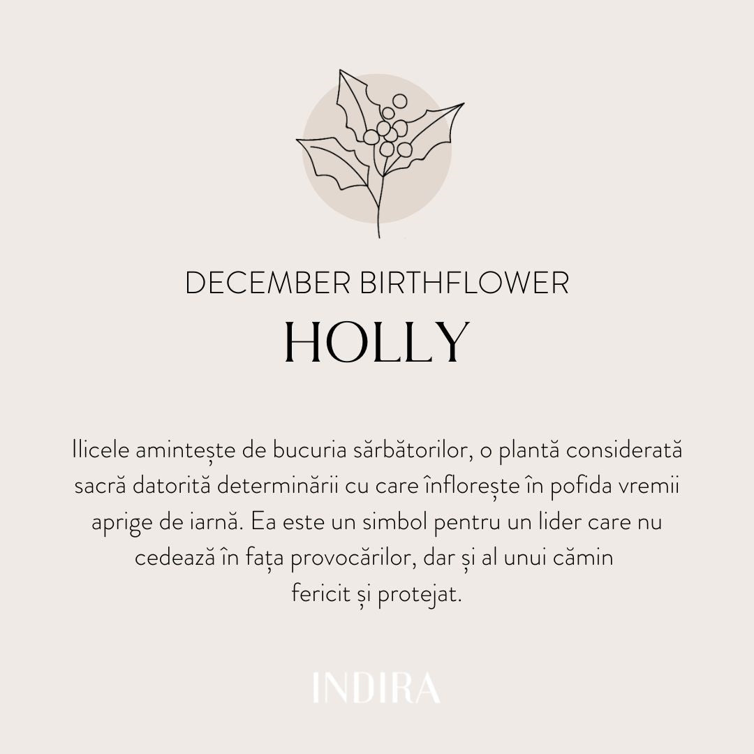 Arany medál Születési Virág - December Holly - Indira