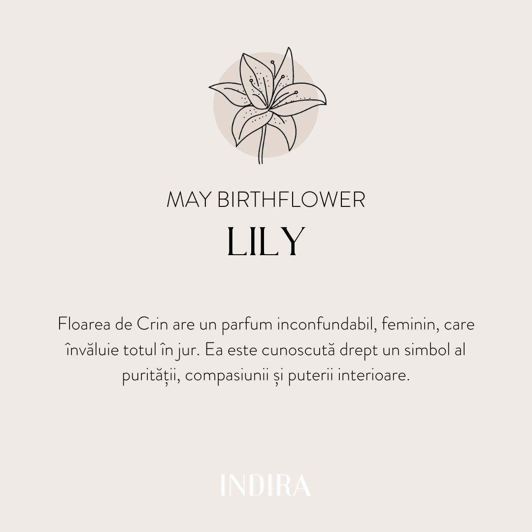 Golden Birth Flower ezüst zsinóros karkötő - May Lily - Indira