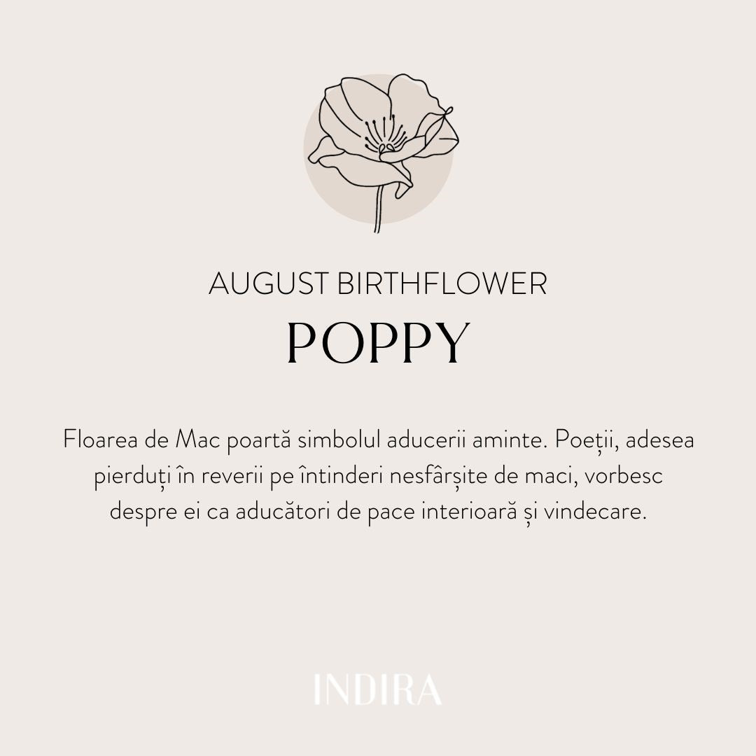 Bague en argent Birth Flower - Août Coquelicot - Indira