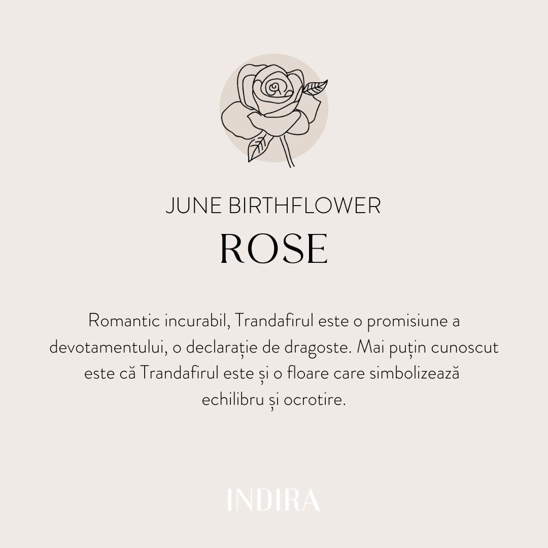 Silver Cord Bracelet BirthFlower - June Rose - Indira