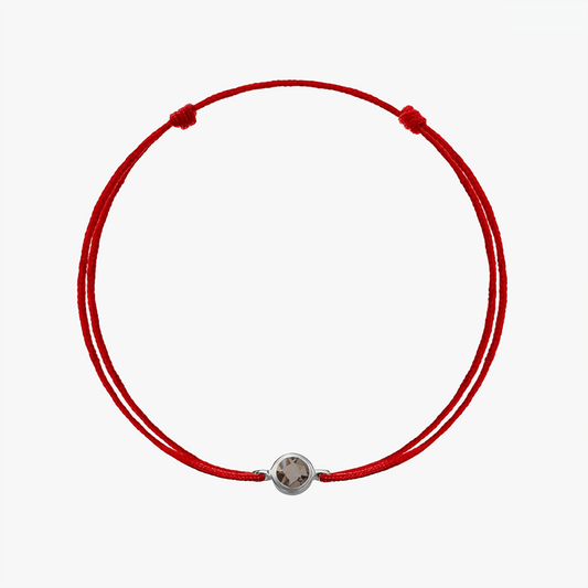 Silver Cord Bracelet Birthstone Smoky Quartz