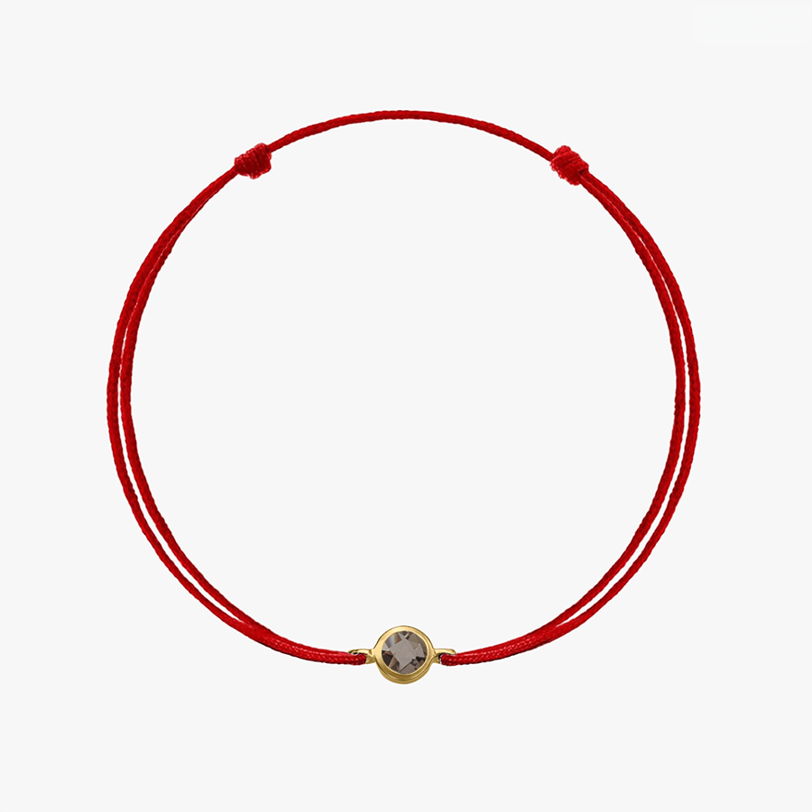 Aranysárga Füstkvarc Ezüst Zsinór Karkötő Birthstone - Indira