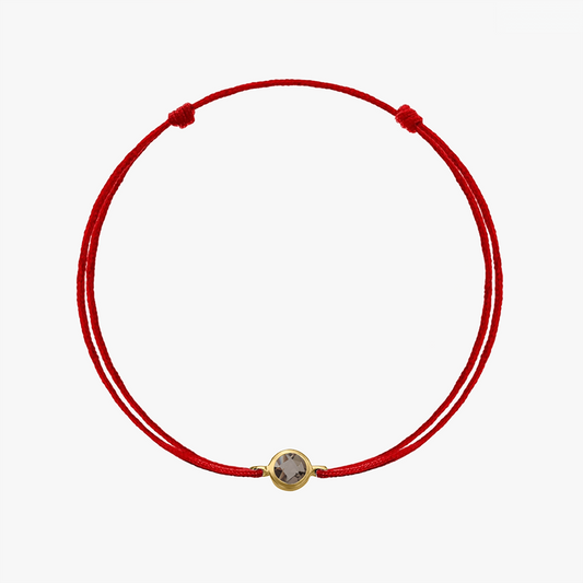 Silver Cord Bracelet Birthstone Golden Smoky Quartz