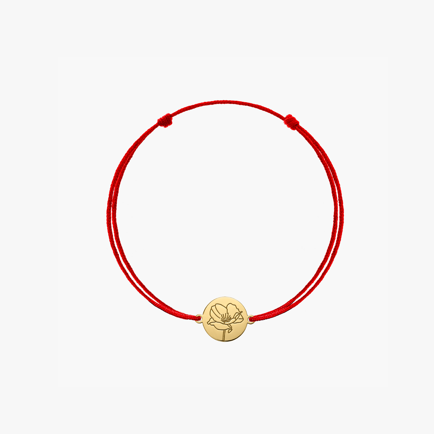 Bracelet cordon pour enfants en or Birth Flower - Août Coquelicot - Indira