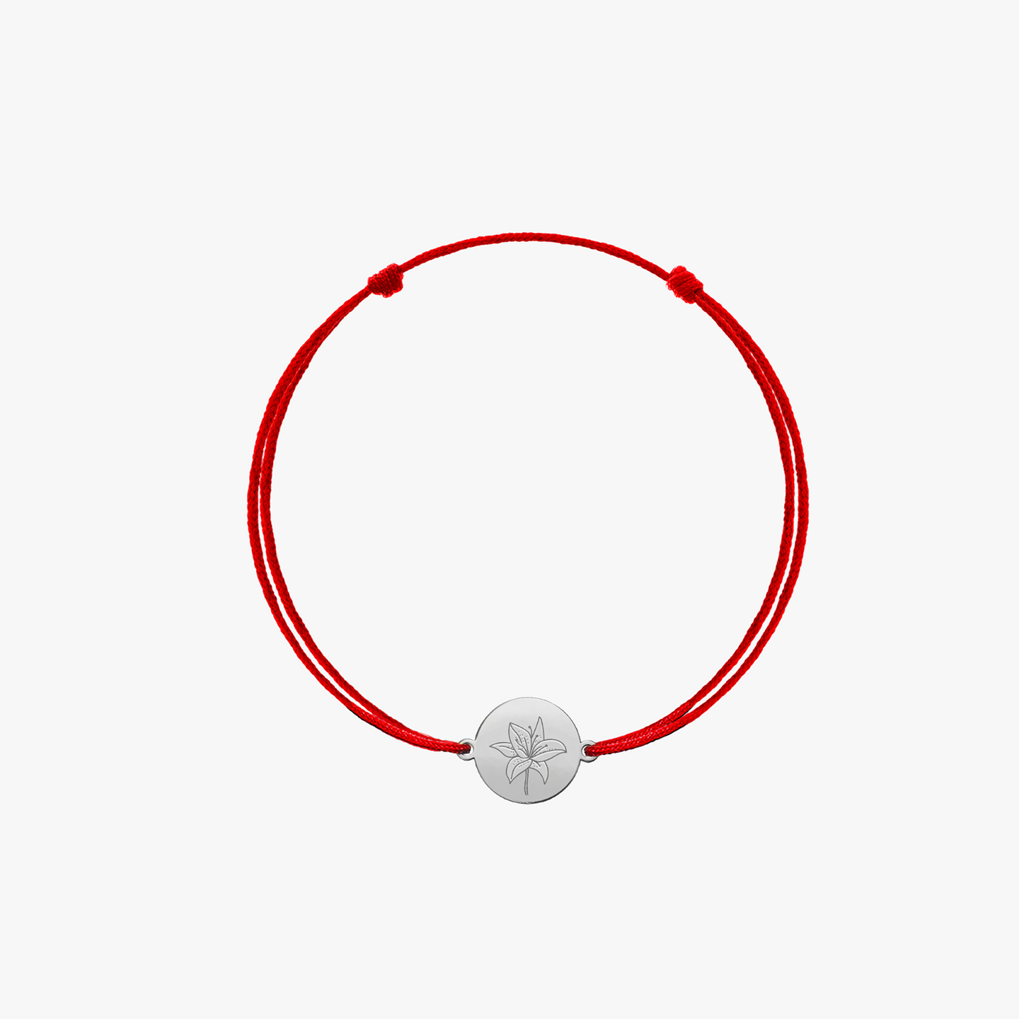 White Gold Cord Bracelet for Kids Birth Flower - May Lily - Indira