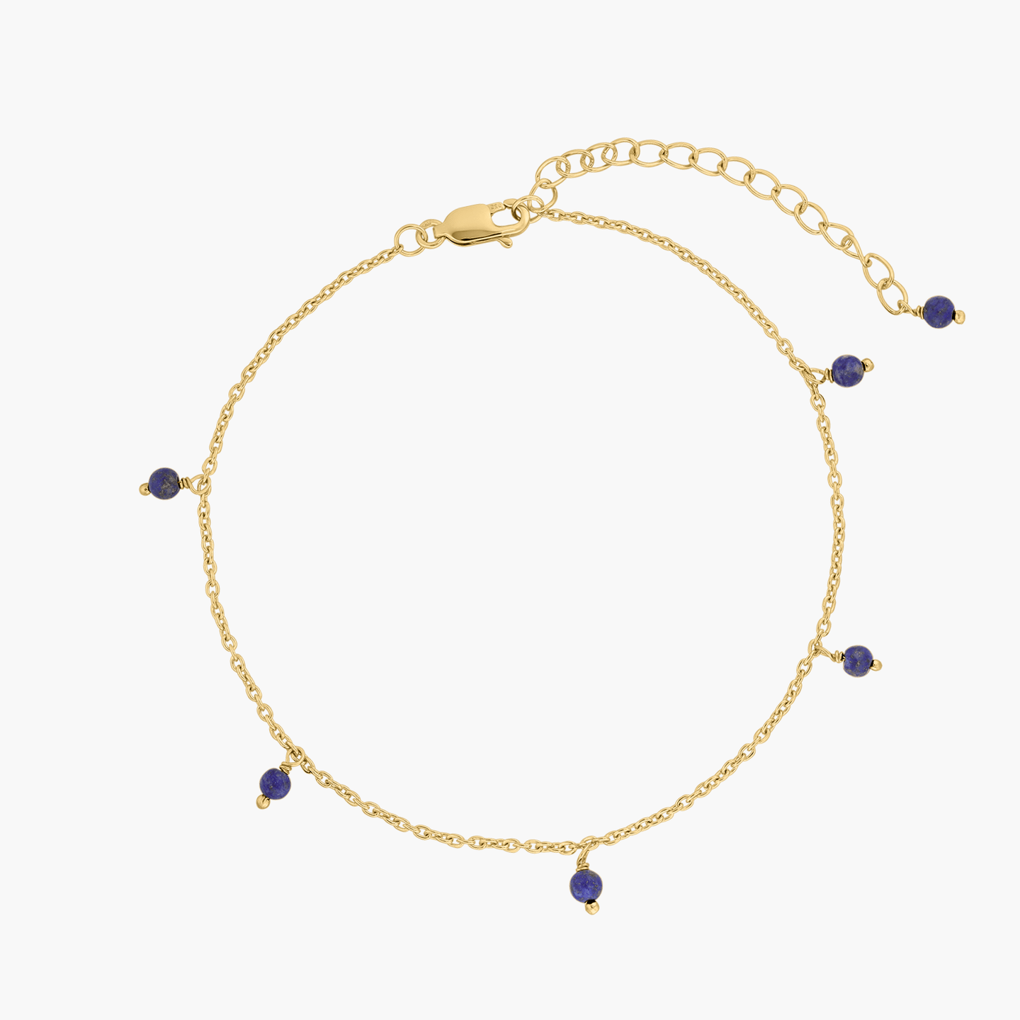 Bracelet de cheville en argent Golden Gem Droplet - Lapis Lazuli - Indira