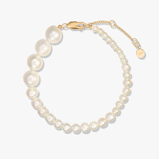 Golden Crescendo Silver Bracelet - Natural Pearls