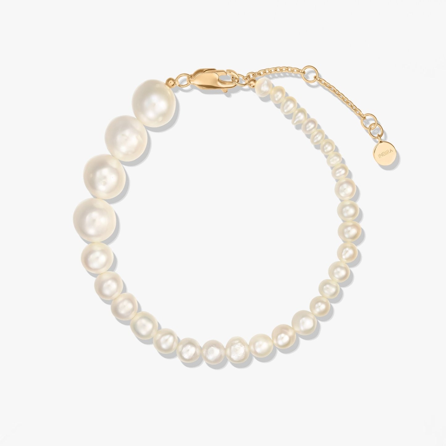 Golden Crescendo Silver Bracelet - Natural Pearls