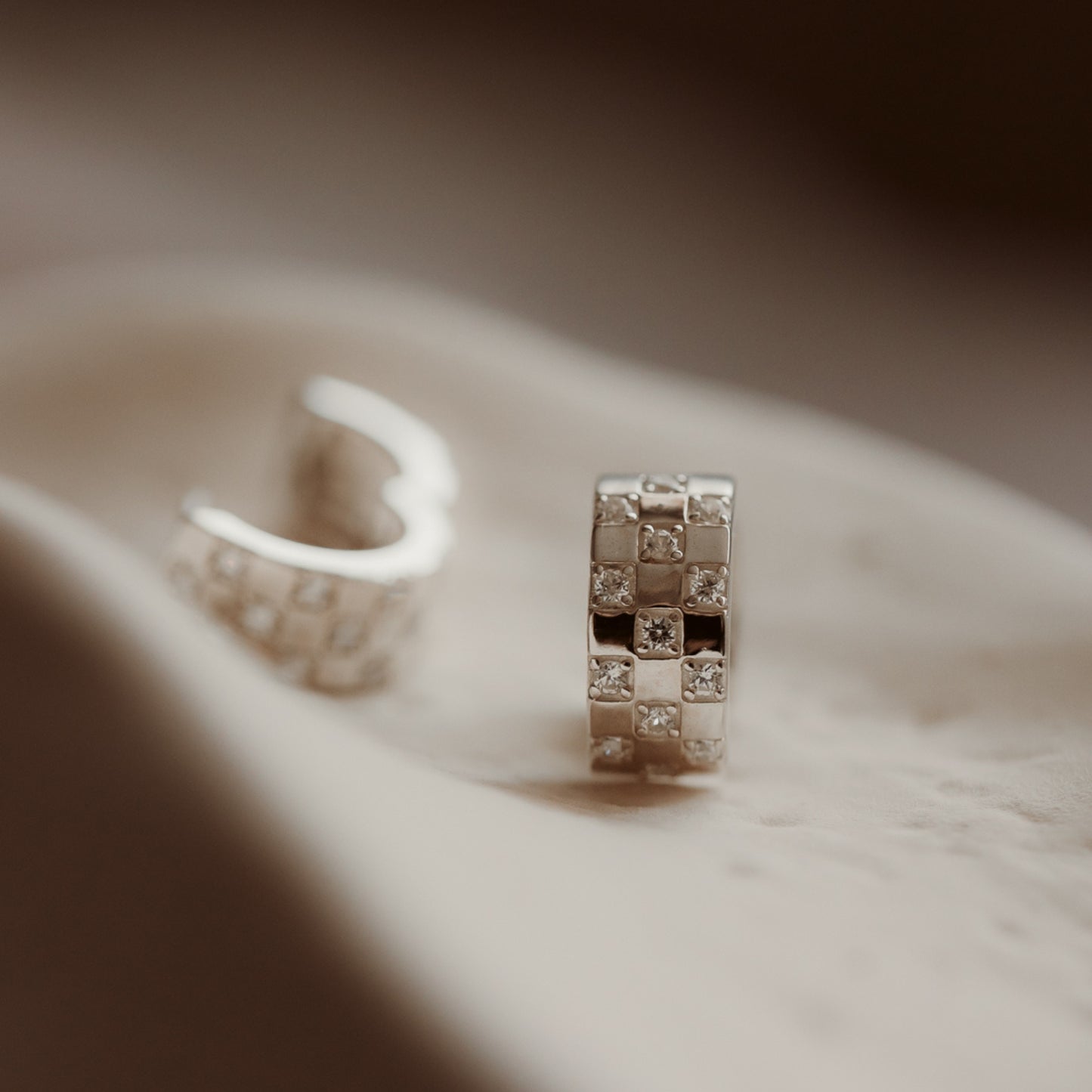 Circle Silver Earrings - Zirconium