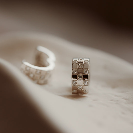 Circle Silver Earrings - Zirconium