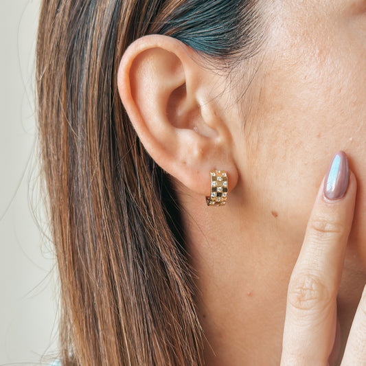 Golden Circle Silver Earrings - Zirconium
