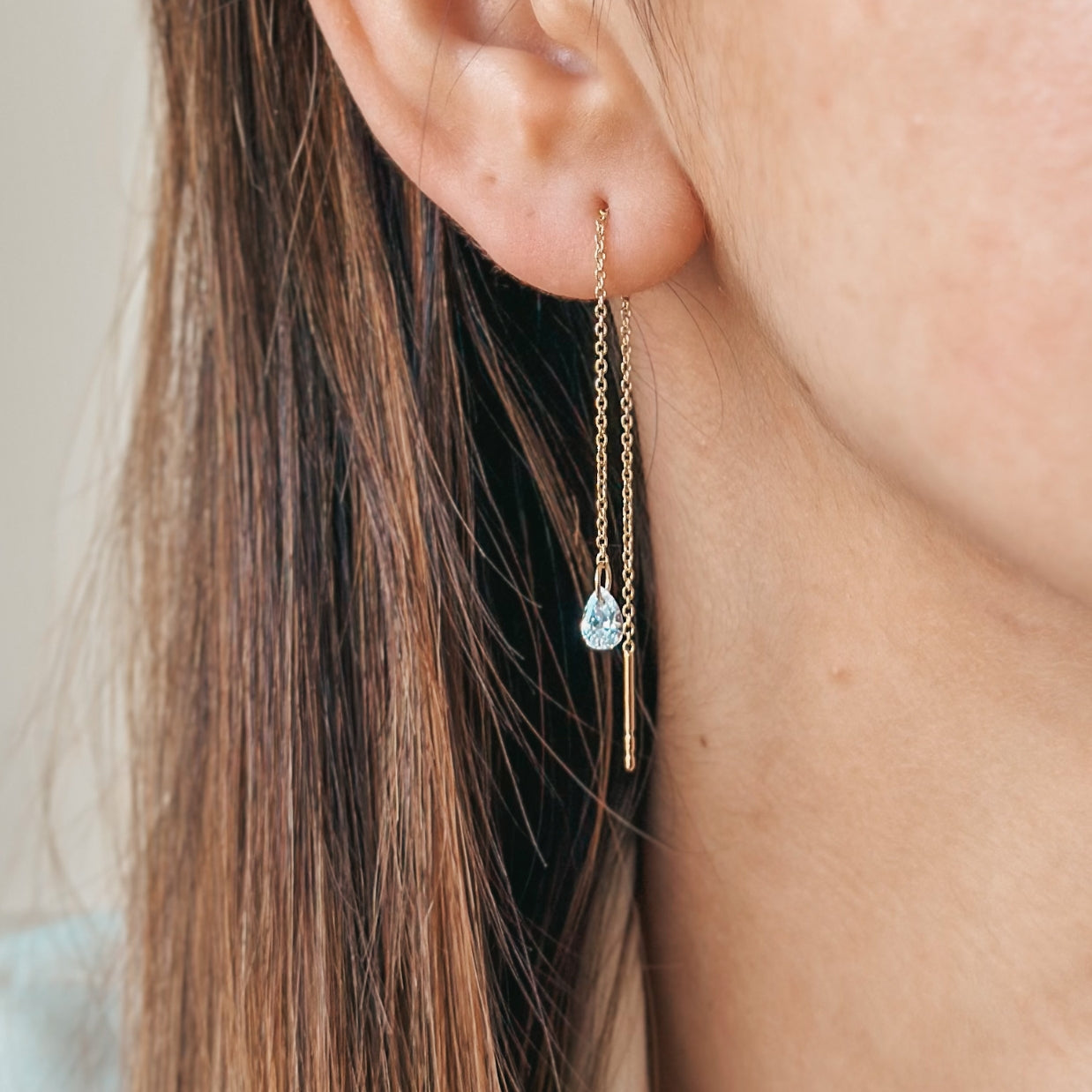 Golden Solitaire Silver Earrings - Zirconia